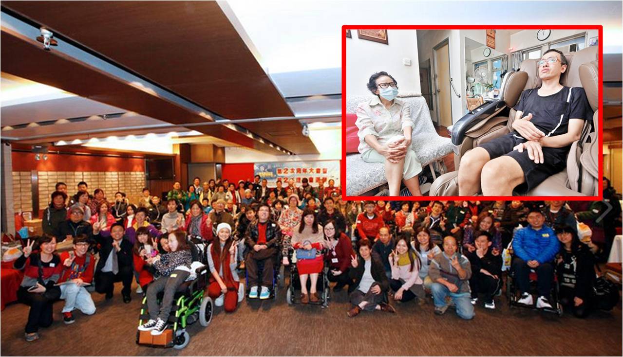 Hong Kong Neuro-muscular Disease Association provides support to ALS patients and their families. Patient Mike, along with his mother, can be seen in the inset picture. Hong Kong Neuro-muscular Disease Association provides support to ALS patients and their families. Patient Mike, along with his mother, can be seen in the inset picture.