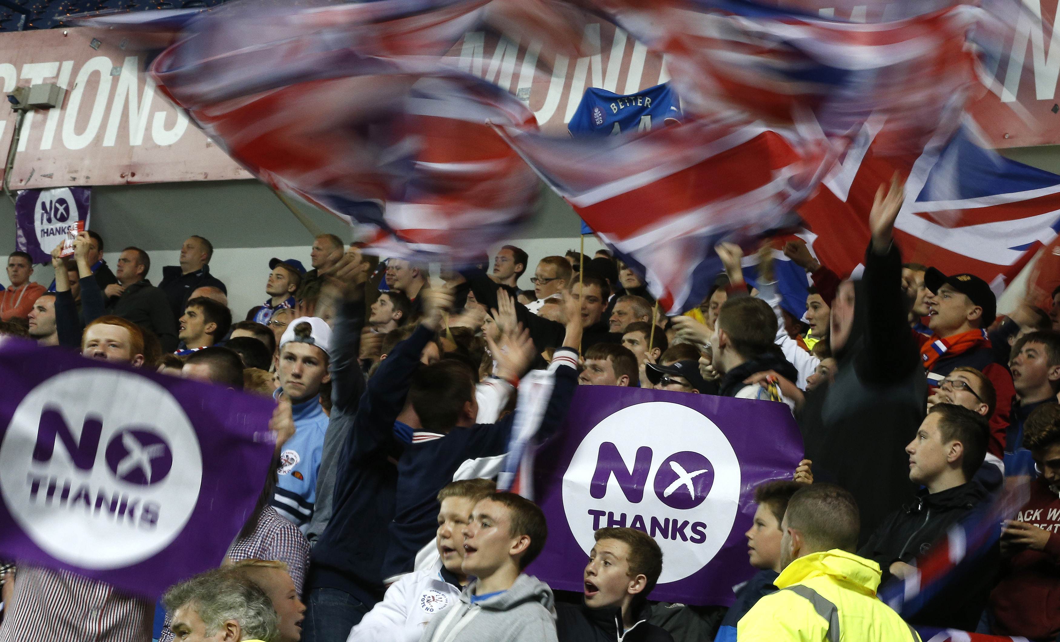 Keeping the union intact is a clear, logical choice, but the 'no' coalition is trying to talk logic about what is essentially an emotional issue for many. Photo: Reuters Keeping the union intact is a clear, logical choice, but the 'no' coalition is trying to talk logic about what is essentially an emotional issue for many. Photo: Reuters