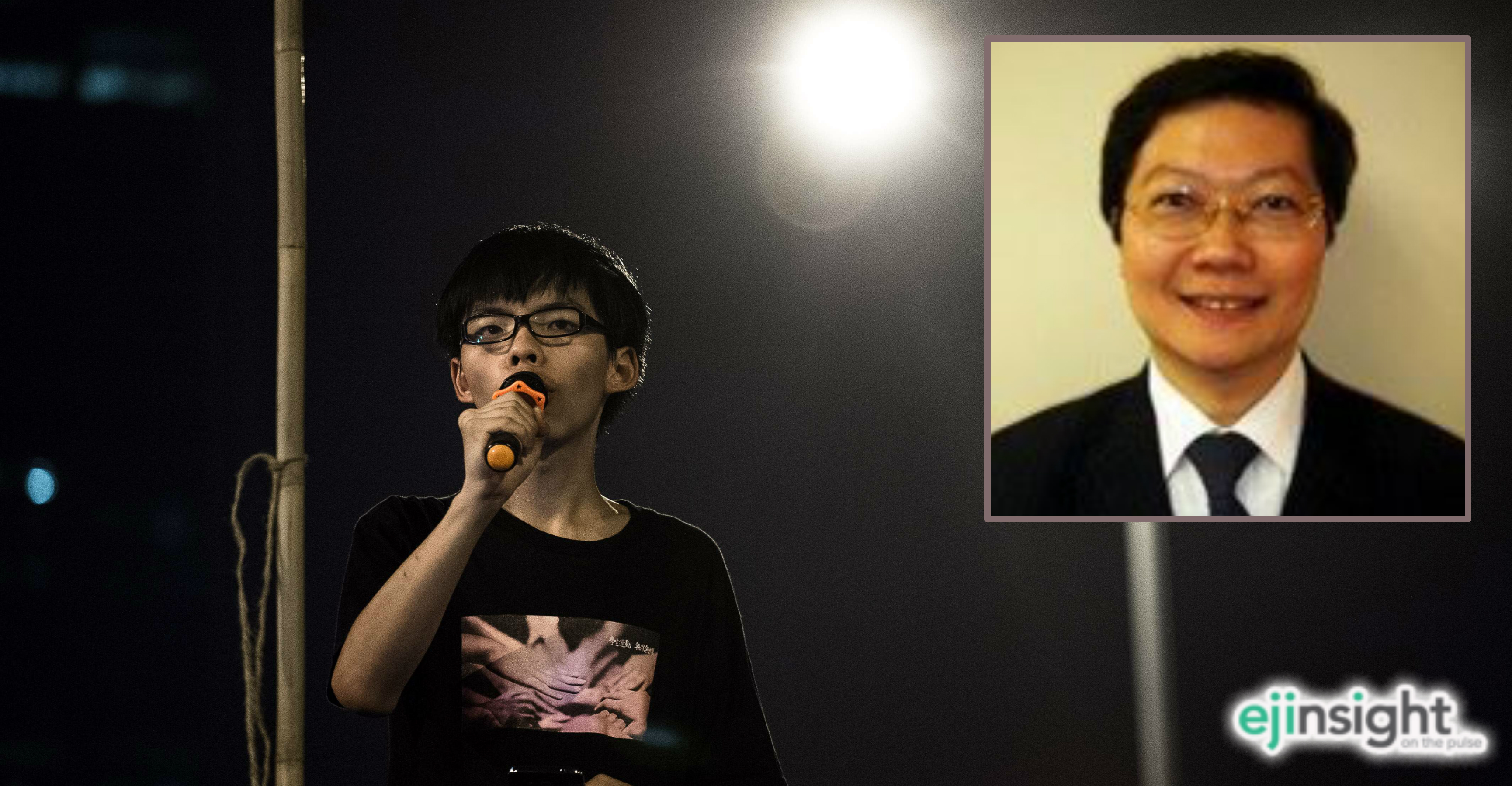 Midland Realty agent Rylie Ip (inset) disclosed in his post the address of Scholarism co-founder Joshua Wong. Photo: HKEJ, Ming Pao Daily Midland Realty agent Rylie Ip (inset) disclosed in his post the address of Scholarism co-founder Joshua Wong. Photo: HKEJ, Ming Pao Daily