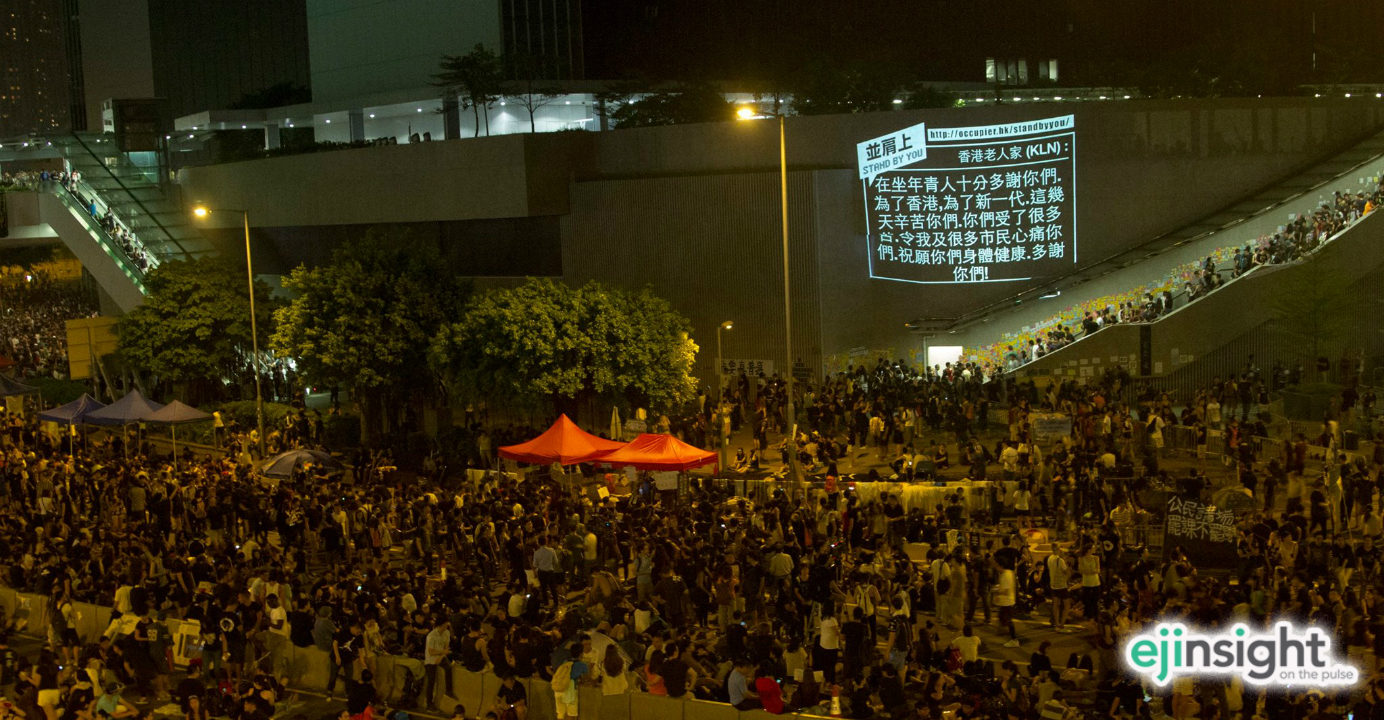 Add Oil Machine projected on the Lennon Wall in Admiralty messages posted by protesters during the Occupy movement. Photo: Facebook Add Oil Machine projected on the Lennon Wall in Admiralty messages posted by protesters during the Occupy movement. Photo: Facebook