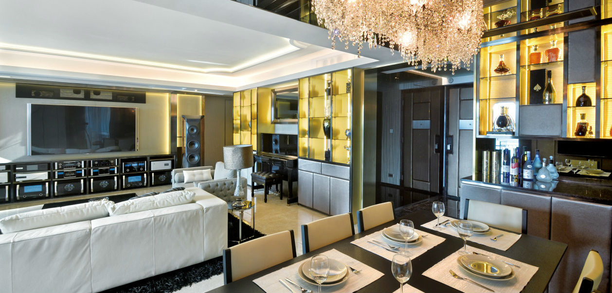 The dining corner houses the owner’s wine collection. Photo: Tint International Ltd. The dining corner houses the owner’s wine collection. Photo: Tint International Ltd.