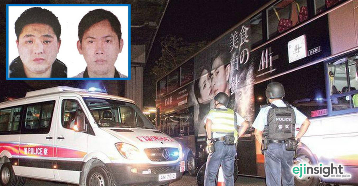 Police put up checkpoints across Hong Kong in search of the suspects, at least two of whom (inset) have been identified. Photos: Apple Daily, Ming Pao Police put up checkpoints across Hong Kong in search of the suspects, at least two of whom (inset) have been identified. Photos: Apple Daily, Ming Pao