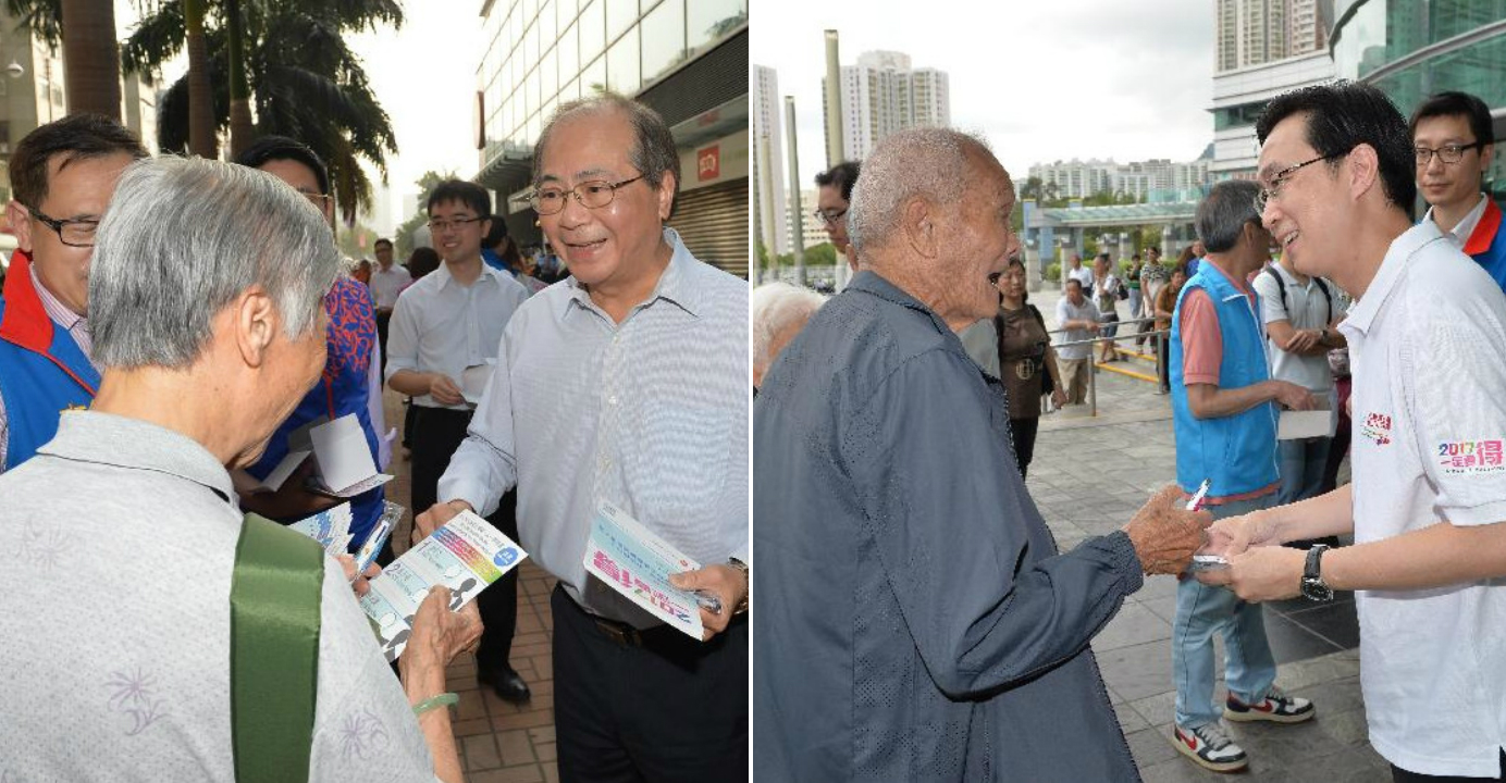 Some officials target older folk, who are seen as generally more pro-government, to lessen the likelihood of an argument arising. Photos: HK Govt Some officials target older folk, who are seen as generally more pro-government, to lessen the likelihood of an argument arising. Photos: HK Govt