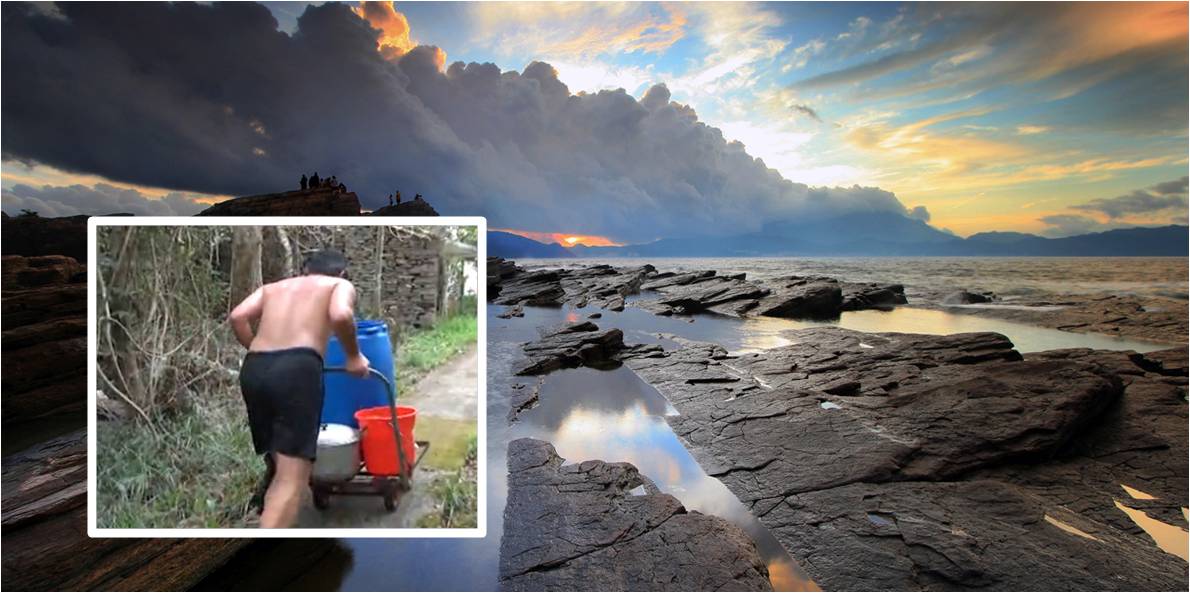 A villager (inset) has to get water from a well, as Tung Ping Chau has no water supply system. Photo: HK govt, Apple Daily A villager (inset) has to get water from a well, as Tung Ping Chau has no water supply system. Photo: HK govt, Apple Daily