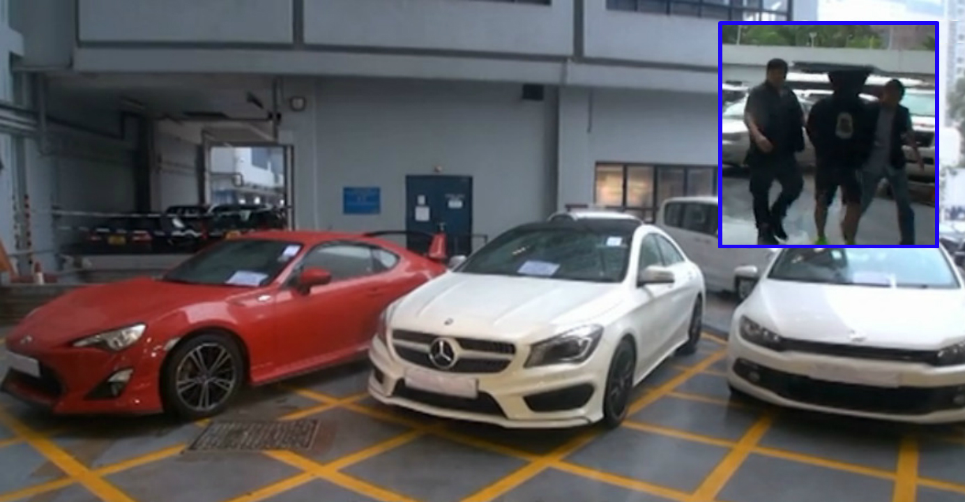 The three cars Wong (inset, center) 'bought' and sold. Photos: Apple Daily The three cars Wong (inset, center) 'bought' and sold. Photos: Apple Daily