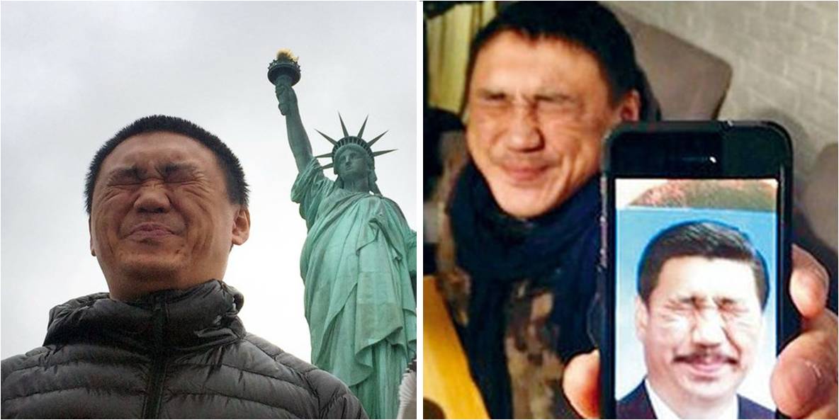 Dai Jiangyong with the Statue of Liberty (left) and with an image allegedly resembling Xi Jinping. Photos: rfa.org, Sing Tao Daily Dai Jiangyong with the Statue of Liberty (left) and with an image allegedly resembling Xi Jinping. Photos: rfa.org, Sing Tao Daily