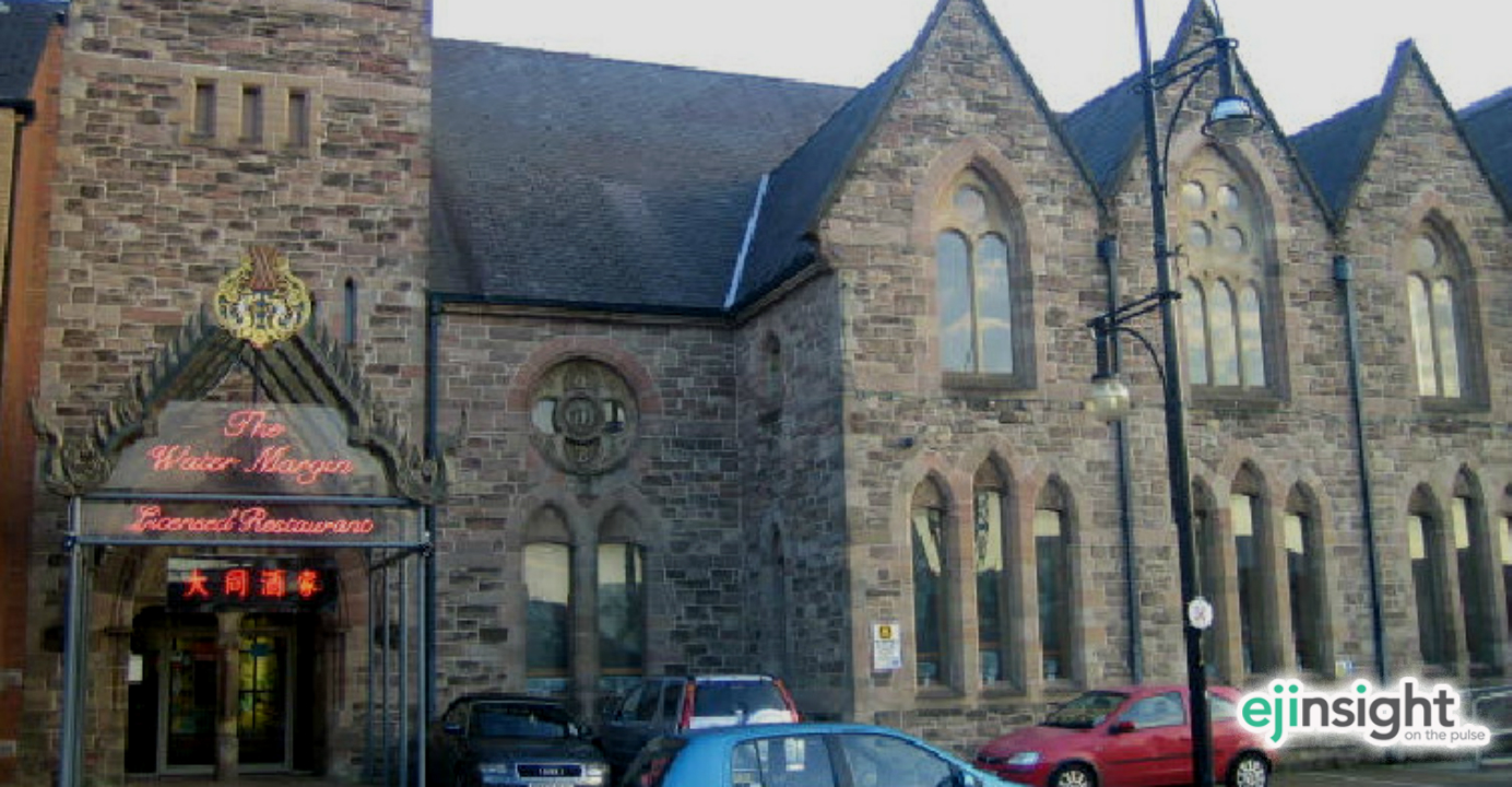 This former Presbyterian church in Belfast is now a Chinese restaurant thanks to a migrant entrepreneur. The exterior remains unchanged. Photo: Mark O'Neill This former Presbyterian church in Belfast is now a Chinese restaurant thanks to a migrant entrepreneur. The exterior remains unchanged. Photo: Mark O'Neill