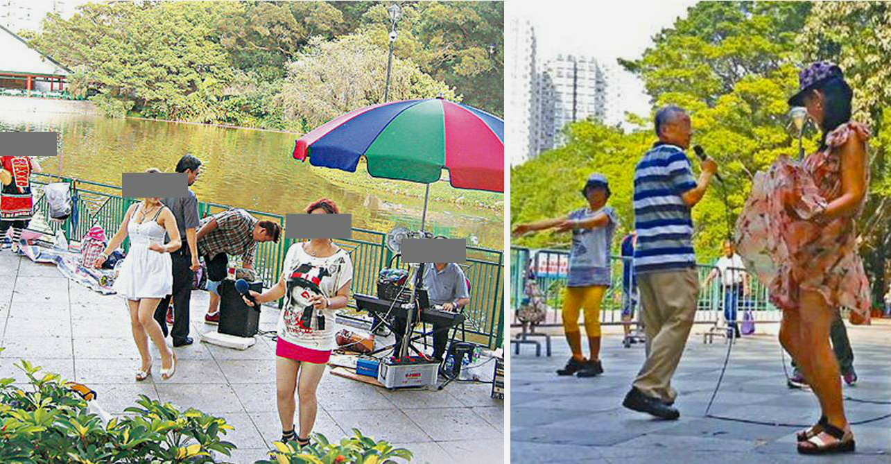Chinese dama have been accused of "unacceptable behavior" as they hold song and dance performances in public places in Hong Kong. Photo: Facebook Chinese dama have been accused of "unacceptable behavior" as they hold song and dance performances in public places in Hong Kong. Photo: Facebook