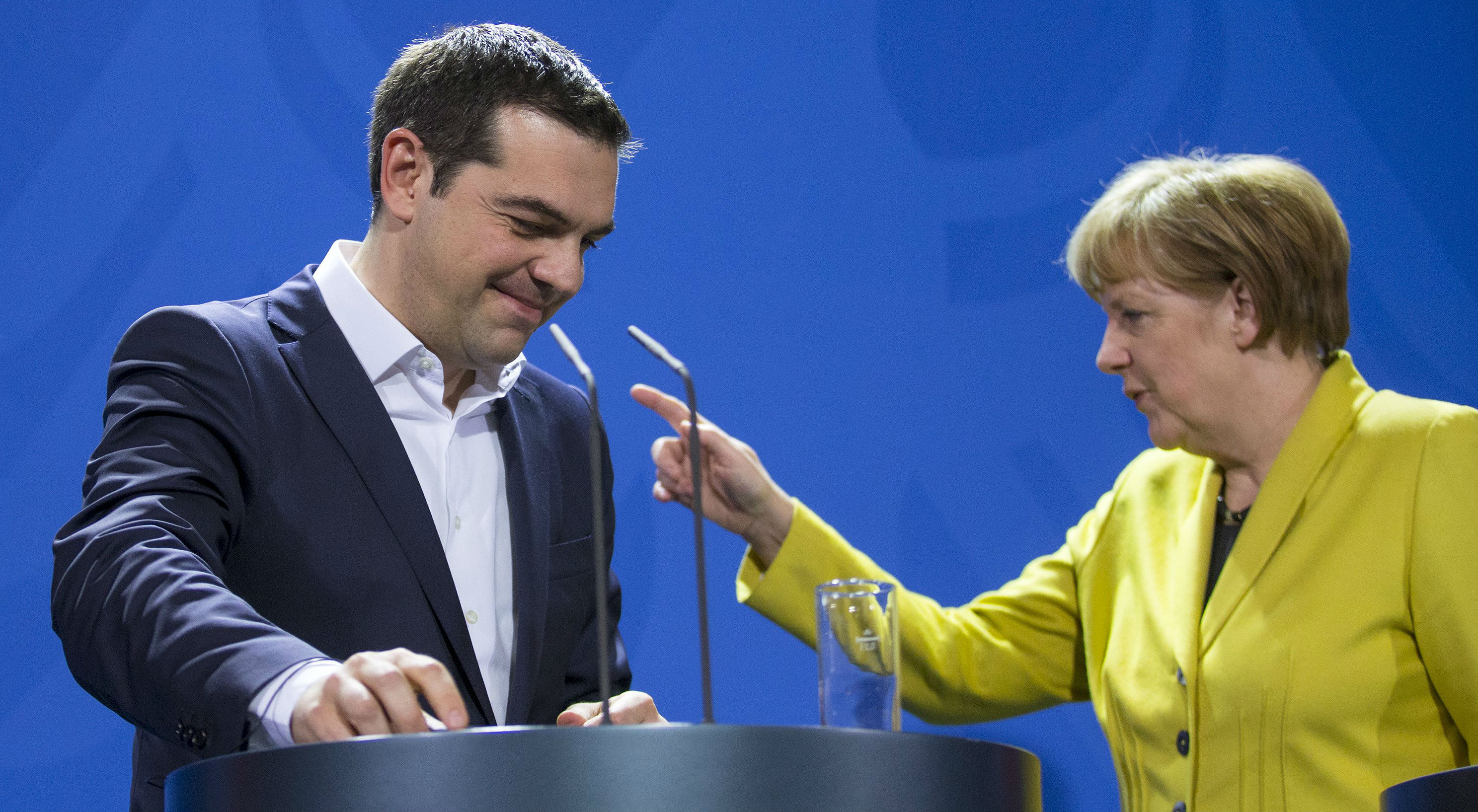 Greek Prime Minister Alexis Tsipras and German Chancellor Angela Merkel now have the opportunity to rise to the occasion as European statesmen, not as politicians. Photo: Reuters Greek Prime Minister Alexis Tsipras and German Chancellor Angela Merkel now have the opportunity to rise to the occasion as European statesmen, not as politicians. Photo: Reuters