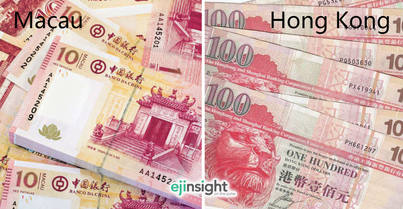Spot the difference: 10-pataca notes and HK$100 bills are different in design and size, but they have the same color. Photo: Internet Spot the difference: 10-pataca notes and HK$100 bills are different in design and size, but they have the same color. Photo: Internet