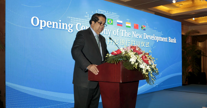 Kundapur Vaman Kamath says the NDB will look for local funding sources in the BRICS countries. Photo: Reuters Kundapur Vaman Kamath says the NDB will look for local funding sources in the BRICS countries. Photo: Reuters