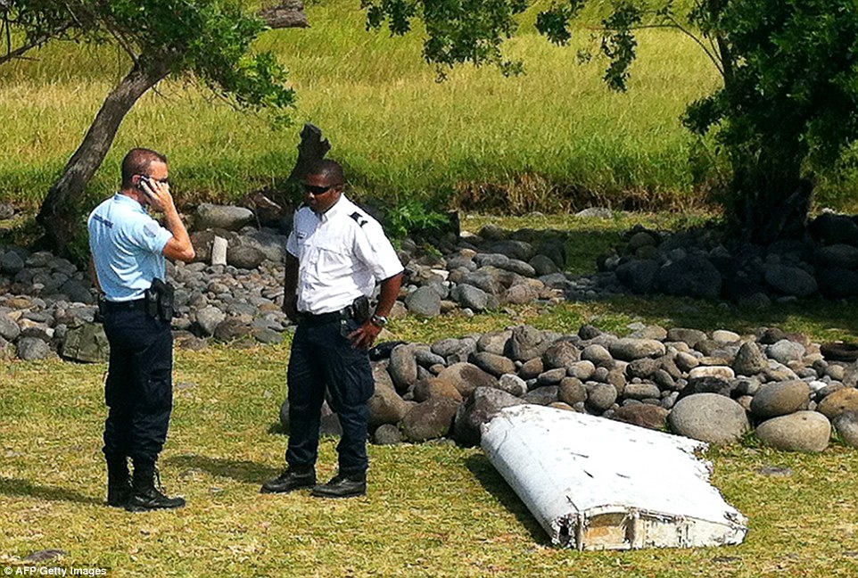 Aviation experts say the debris (above), believed to be a flaperon, might have come from the Malaysia Airline jet missing for more than a year. Photo: Daily Mail Aviation experts say the debris (above), believed to be a flaperon, might have come from the Malaysia Airline jet missing for more than a year. Photo: Daily Mail
