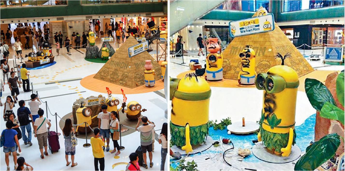 Fans crowd around the Minions exhibit before the attack (left photo). The Minions characters are shown with smudged faces and bodies after the exhibition. Photos: Internet, Facebook Fans crowd around the Minions exhibit before the attack (left photo). The Minions characters are shown with smudged faces and bodies after the exhibition. Photos: Internet, Facebook