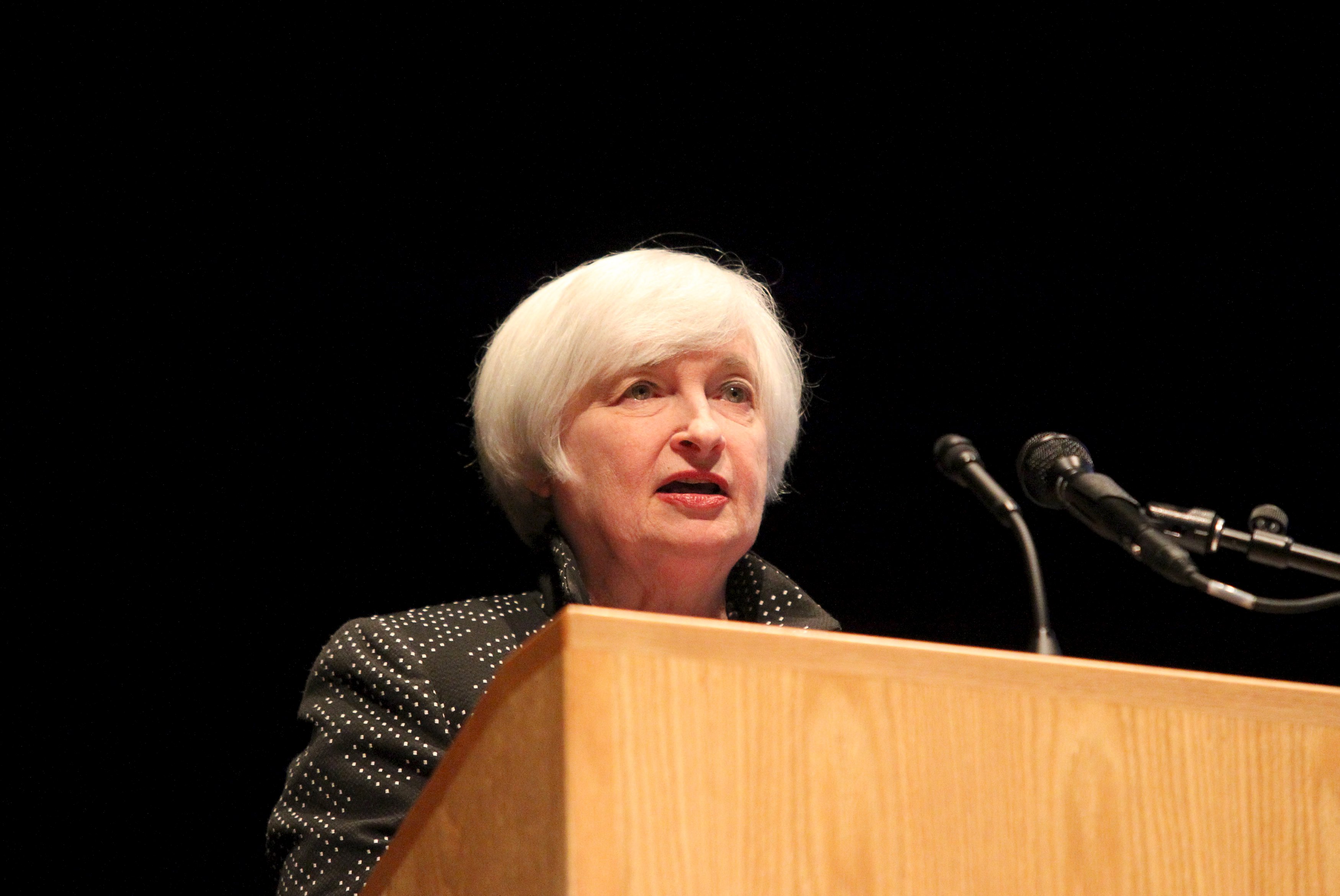 US Federal Reserve Chair Janet Yellen addresses a gathering at the University of Massachusetts in Amherst on Thursday. Photo: Reuters US Federal Reserve Chair Janet Yellen addresses a gathering at the University of Massachusetts in Amherst on Thursday. Photo: Reuters