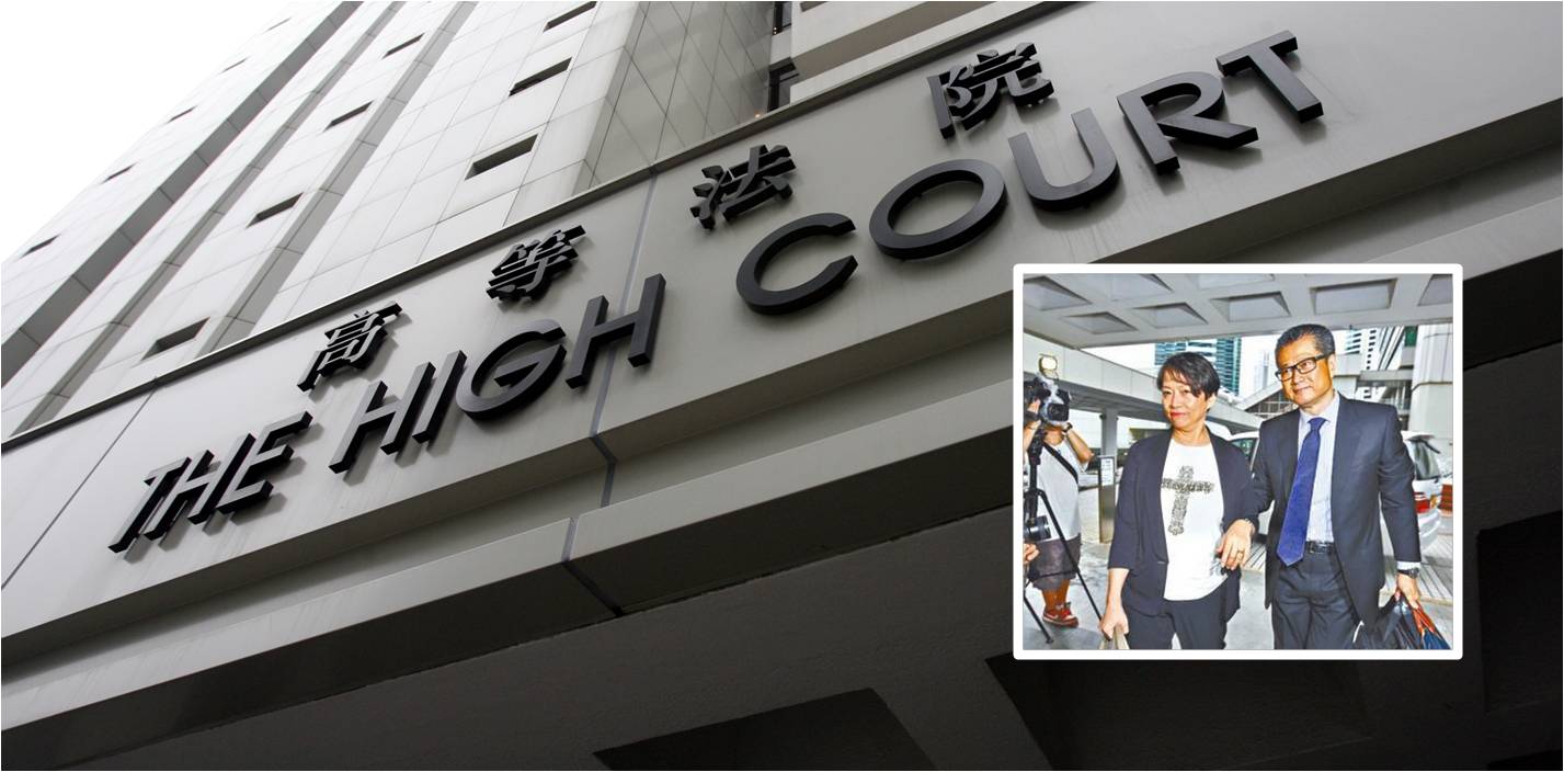 Paul Chan and his wife leave the High Court after a judge rejected their appeal for reduced penalty in a defamation case and ordered the couple to reimburse 60% of the plaintiff's legal costs. Photos: HKEJ, Apple Daily Paul Chan and his wife leave the High Court after a judge rejected their appeal for reduced penalty in a defamation case and ordered the couple to reimburse 60% of the plaintiff's legal costs. Photos: HKEJ, Apple Daily
