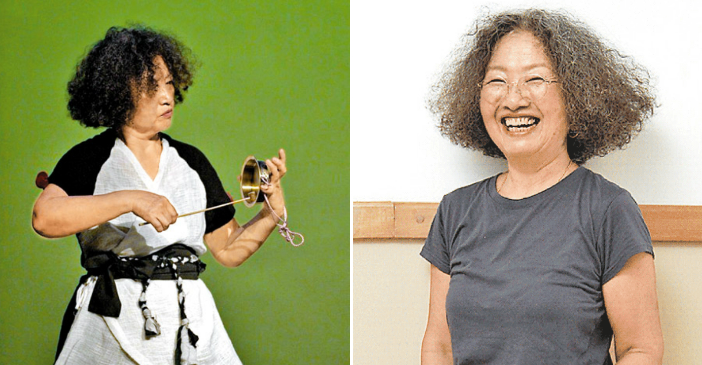 Shoko Fujioka shows off another side of her percussive skills with a tin and a stick. She is hard of hearing which she does not consider a disadvantage. Photo: HKEJ Shoko Fujioka shows off another side of her percussive skills with a tin and a stick. She is hard of hearing which she does not consider a disadvantage. Photo: HKEJ