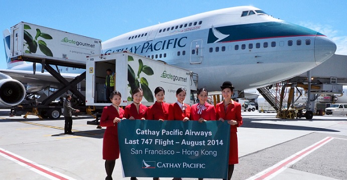 Cathay's last long-haul 747-400 flight was from San Francisco to Hong Kong in August 2014. Photo: Cathay Pacific Cathay's last long-haul 747-400 flight was from San Francisco to Hong Kong in August 2014. Photo: Cathay Pacific