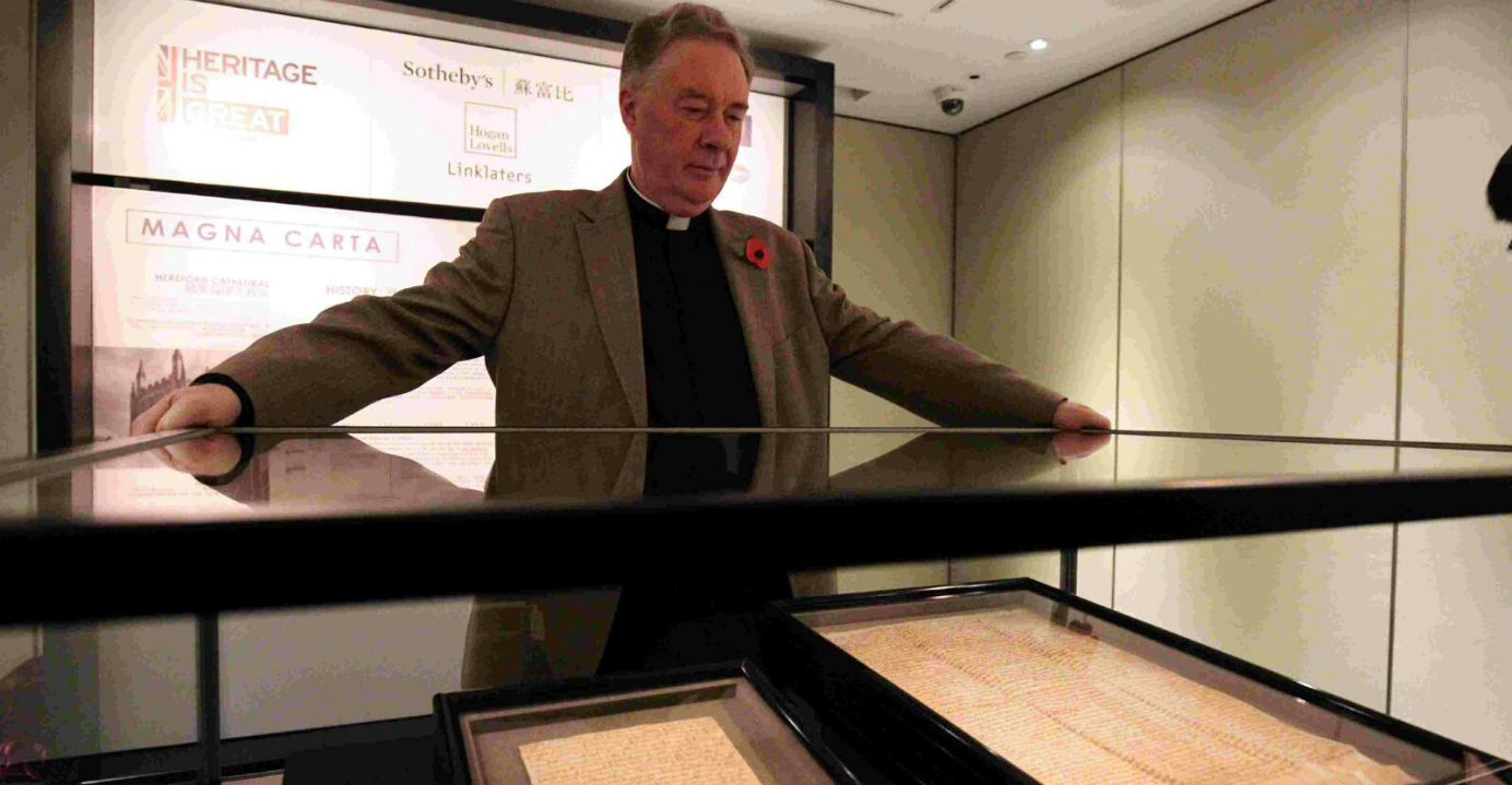 Canon Chris Pullin of Hereford Cathedral introduces the historic document to members of the media. Photo: HKEJ Canon Chris Pullin of Hereford Cathedral introduces the historic document to members of the media. Photo: HKEJ