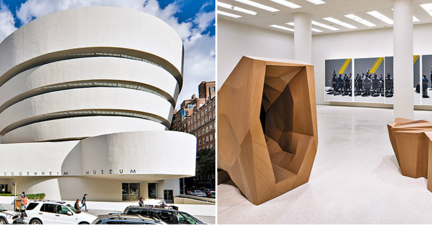 The Solomon R. Guggenheim Museum in New York. The picture on the right shows a display from an exhibition of Chinese aritst Wang Jianwei's works: Time Temple. Photos: The Solomon R. Guggenheim Museum The Solomon R. Guggenheim Museum in New York. The picture on the right shows a display from an exhibition of Chinese aritst Wang Jianwei's works: Time Temple. Photos: The Solomon R. Guggenheim Museum