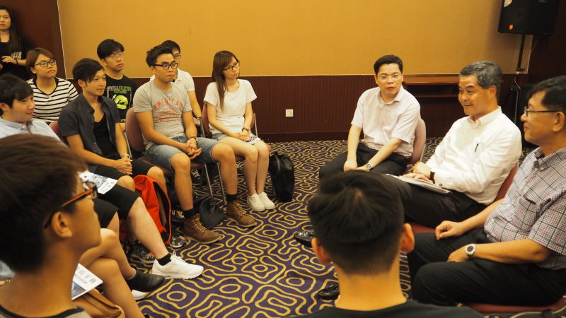 CY Leung told Hong Kong youngsters studying in Beijing that he would be glad to become a student again as China's development offers many opportunities. Photo: HK govt CY Leung told Hong Kong youngsters studying in Beijing that he would be glad to become a student again as China's development offers many opportunities. Photo: HK govt