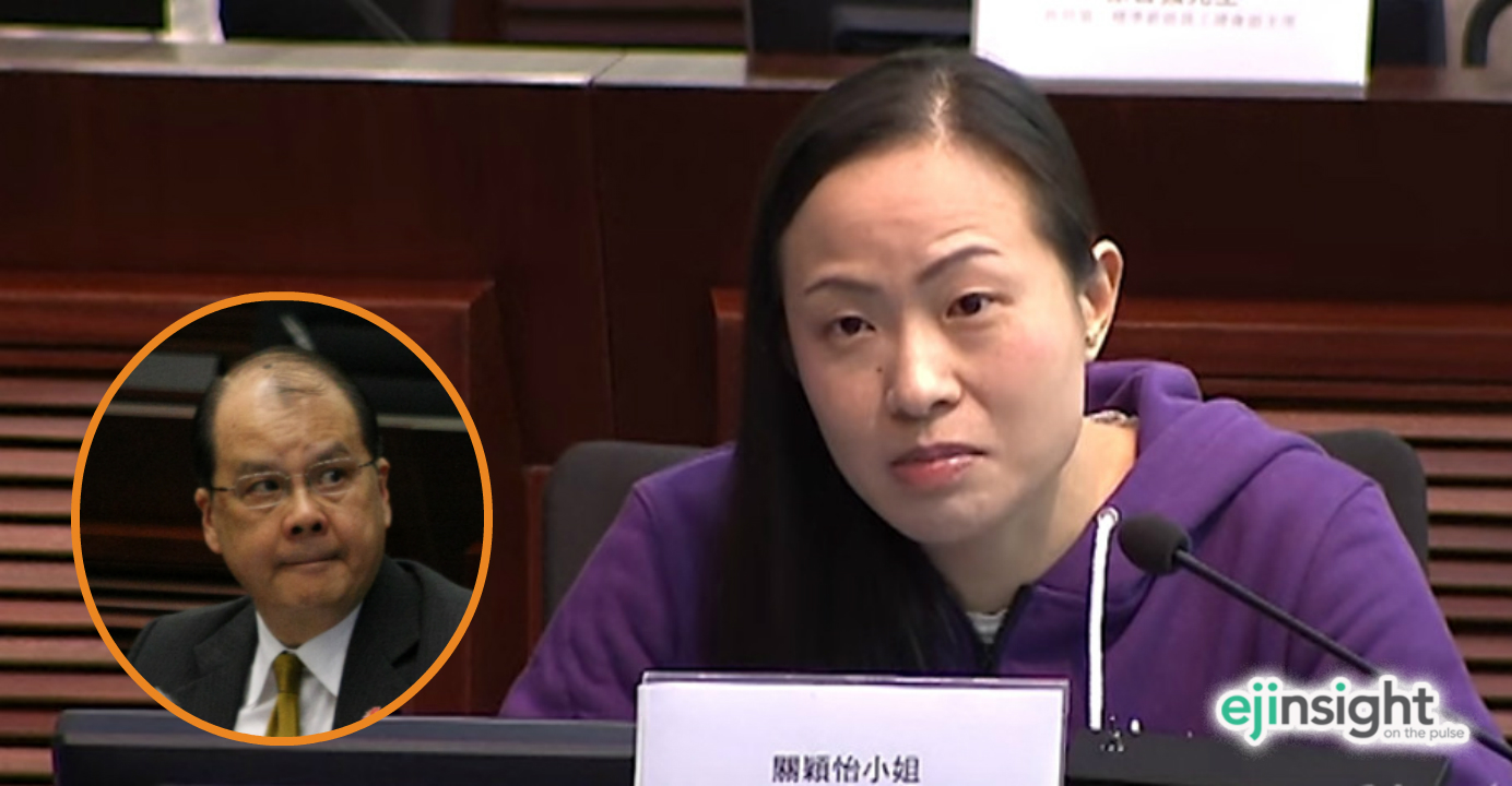 A speech made by a woman at a LegCo hearing that involved Labour Secretary Mathew Cheung (inset) has now been converted into a rap song. Photos: HKEJ, youTube A speech made by a woman at a LegCo hearing that involved Labour Secretary Mathew Cheung (inset) has now been converted into a rap song. Photos: HKEJ, youTube