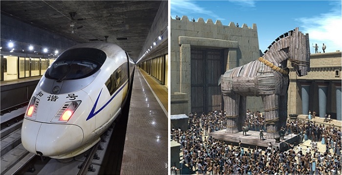 The express rail link, with all its adverse political implications like having mainland law enforcers posted in Hong Kong, is just like a Trojan Horse. Photos: RTHK, ancientvine.com The express rail link, with all its adverse political implications like having mainland law enforcers posted in Hong Kong, is just like a Trojan Horse. Photos: RTHK, ancientvine.com