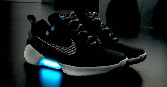 The Nike HyperAdapt 1.0 is the world's first power-lacing shoe, with a sensor in the sole that monitors the wearer's motion. Photo: sneakernews.com The Nike HyperAdapt 1.0 is the world's first power-lacing shoe, with a sensor in the sole that monitors the wearer's motion. Photo: sneakernews.com
