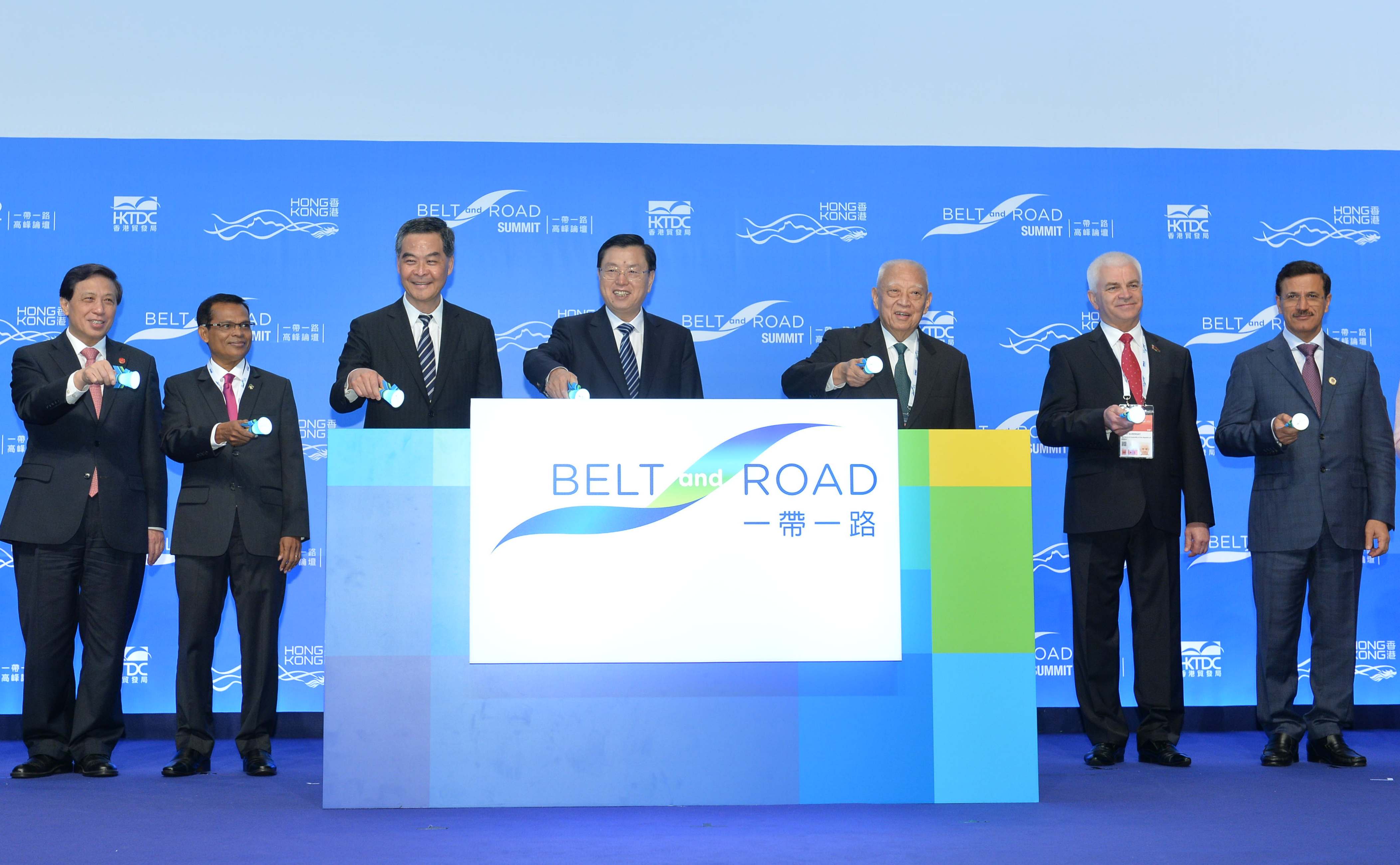 Zhang Dejiang (center), China's No.3 leader, poses for a photograph along with top Hong Kong officials at a belt and road forum held in the city recently. Photo: HK Govt Zhang Dejiang (center), China's No.3 leader, poses for a photograph along with top Hong Kong officials at a belt and road forum held in the city recently. Photo: HK Govt