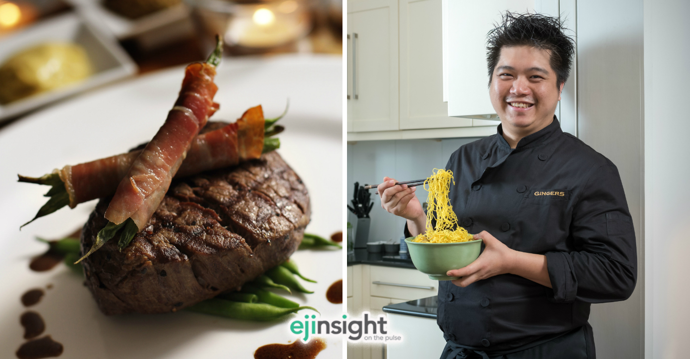 Keanu Au, head chef of Gingers Catering Hong Kong, prefers the 8-ounce Angus beef from Australia for the dish. Photo: HKEJ Keanu Au, head chef of Gingers Catering Hong Kong, prefers the 8-ounce Angus beef from Australia for the dish. Photo: HKEJ