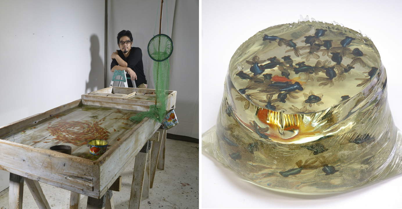 Asked if his fish has been mistaken for the real thing, Riusuke Fukahori said he had to put it to the test, Photo: HKEJ Asked if his fish has been mistaken for the real thing, Riusuke Fukahori said he had to put it to the test, Photo: HKEJ