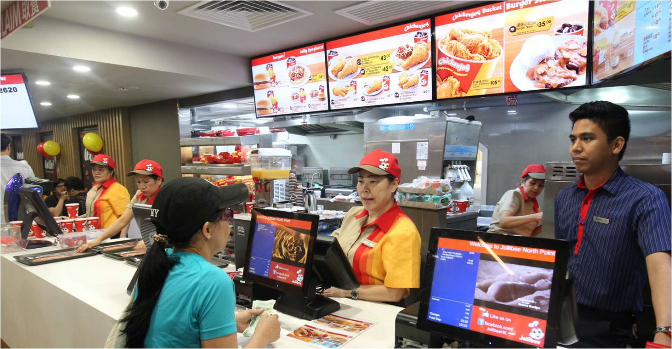 Founded by Filipino Chinese Tony Tan Caktiong, Jollibee is the Philippines' largest fast food chain. It has 1,145 outlets around the world. Photo: HKEJ Founded by Filipino Chinese Tony Tan Caktiong, Jollibee is the Philippines' largest fast food chain. It has 1,145 outlets around the world. Photo: HKEJ