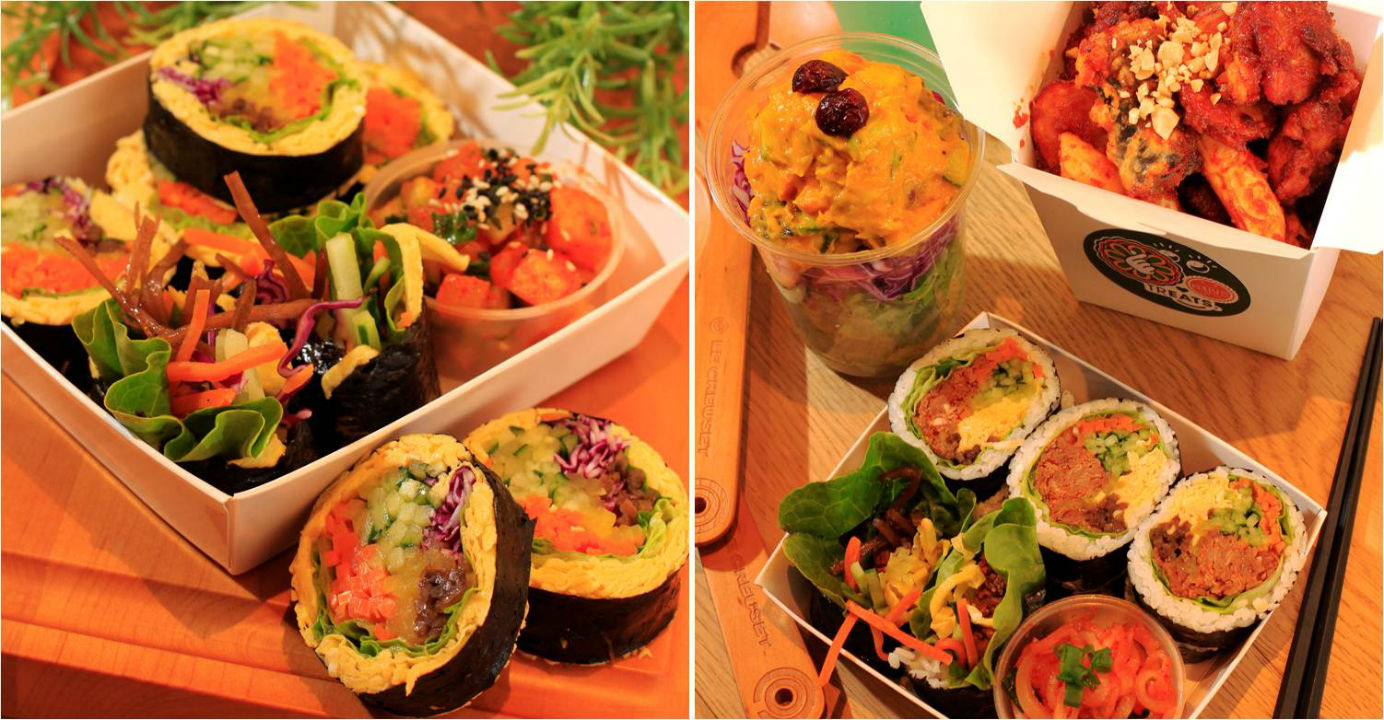 Kimbap (left) uses more vegetables and less rice. The dish is something most Korean mothers can make but it is completely transformed in Una's hands. Photos: HKEJ Kimbap (left) uses more vegetables and less rice. The dish is something most Korean mothers can make but it is completely transformed in Una's hands. Photos: HKEJ