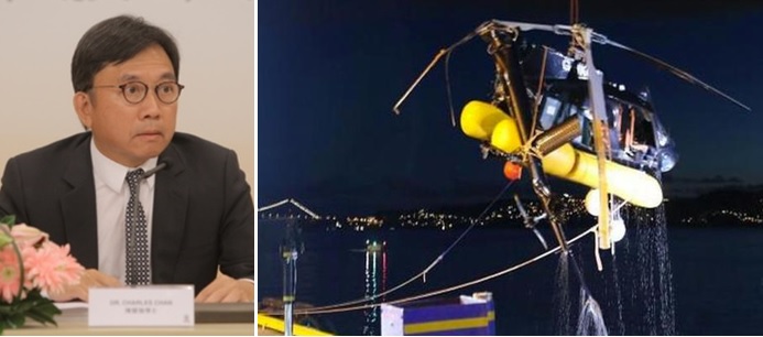TVB chairman Charles Chan was on a trip earlier this month to Norway but his holiday ended in a helicopter crash that injured him and two others on board. Photos: HKEJ, Internet TVB chairman Charles Chan was on a trip earlier this month to Norway but his holiday ended in a helicopter crash that injured him and two others on board. Photos: HKEJ, Internet