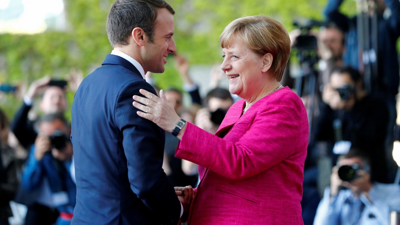 With the election of a reform-minded centrist president in France and the re-election of German Chancellor Angela Merkel seeming ever more likely, is there hope for the stalled single-currency project in Europe? Photo: Reuters With the election of a reform-minded centrist president in France and the re-election of German Chancellor Angela Merkel seeming ever more likely, is there hope for the stalled single-currency project in Europe? Photo: Reuters