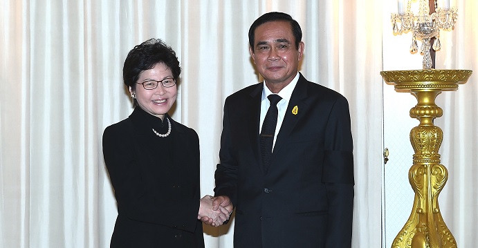 Lam calls on Thai Prime Minister Prayut Chan-o-cha during her visit to Bangkok in August. Photo: GovHK Lam calls on Thai Prime Minister Prayut Chan-o-cha during her visit to Bangkok in August. Photo: GovHK