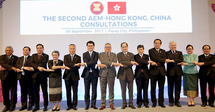 Hong Kong and ASEAN business ministers pose for a group photo at the second ministerial conference held this month. Photo: GovHK Hong Kong and ASEAN business ministers pose for a group photo at the second ministerial conference held this month. Photo: GovHK