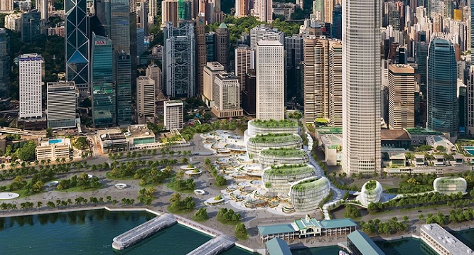 Another plan features a chain of "water drops" housing shops and observation decks dotting the waterfront site. Photo: Benoy Another plan features a chain of "water drops" housing shops and observation decks dotting the waterfront site. Photo: Benoy