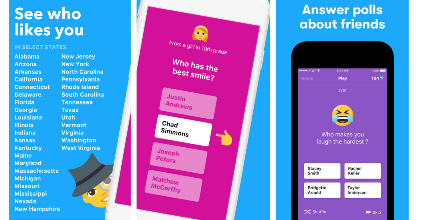 Users of tbh anonymously answer kind-hearted multiple-choice questions about friends who then receive the poll results as compliments.The person is then told that he or she is given the compliment, but not by who. Photo: tbh Users of tbh anonymously answer kind-hearted multiple-choice questions about friends who then receive the poll results as compliments.The person is then told that he or she is given the compliment, but not by who. Photo: tbh