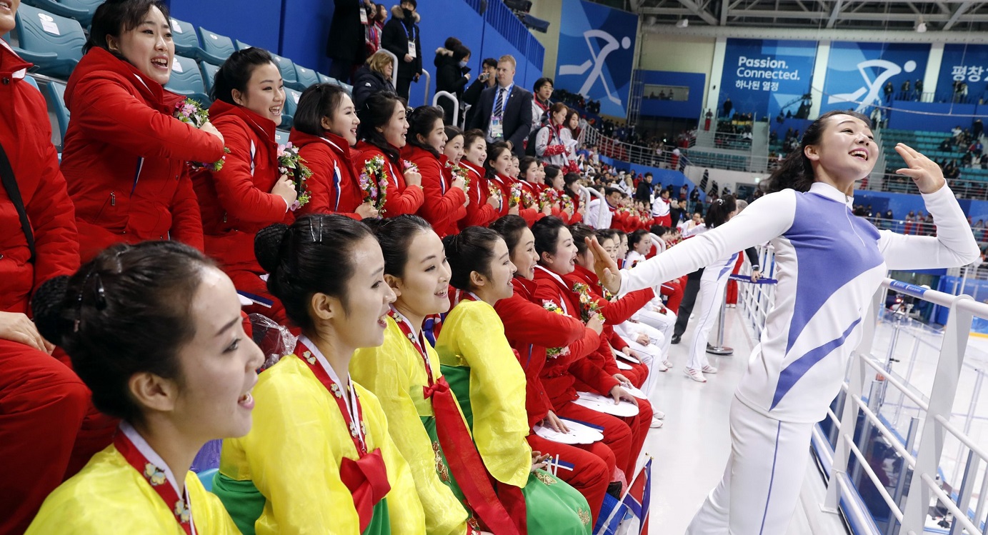 North Korean cheerleaders at the Winter Olympics in Pyeongchang. Photo: Reuters North Korean cheerleaders at the Winter Olympics in Pyeongchang. Photo: Reuters