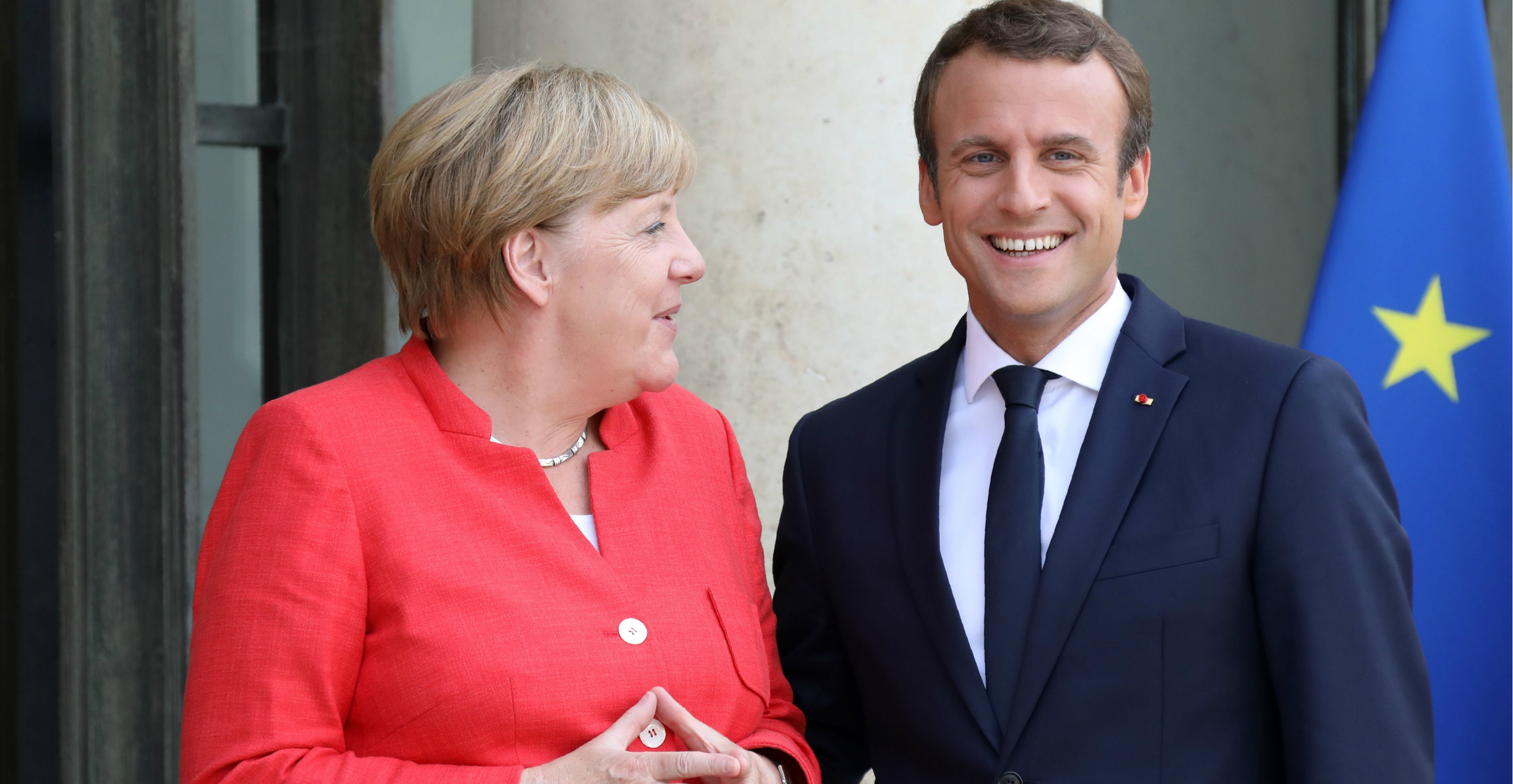 German Chancellor Angela Merkel and French President Emmanuel Macron will have to work together for eurozone cohesion. Photo: AFP German Chancellor Angela Merkel and French President Emmanuel Macron will have to work together for eurozone cohesion. Photo: AFP