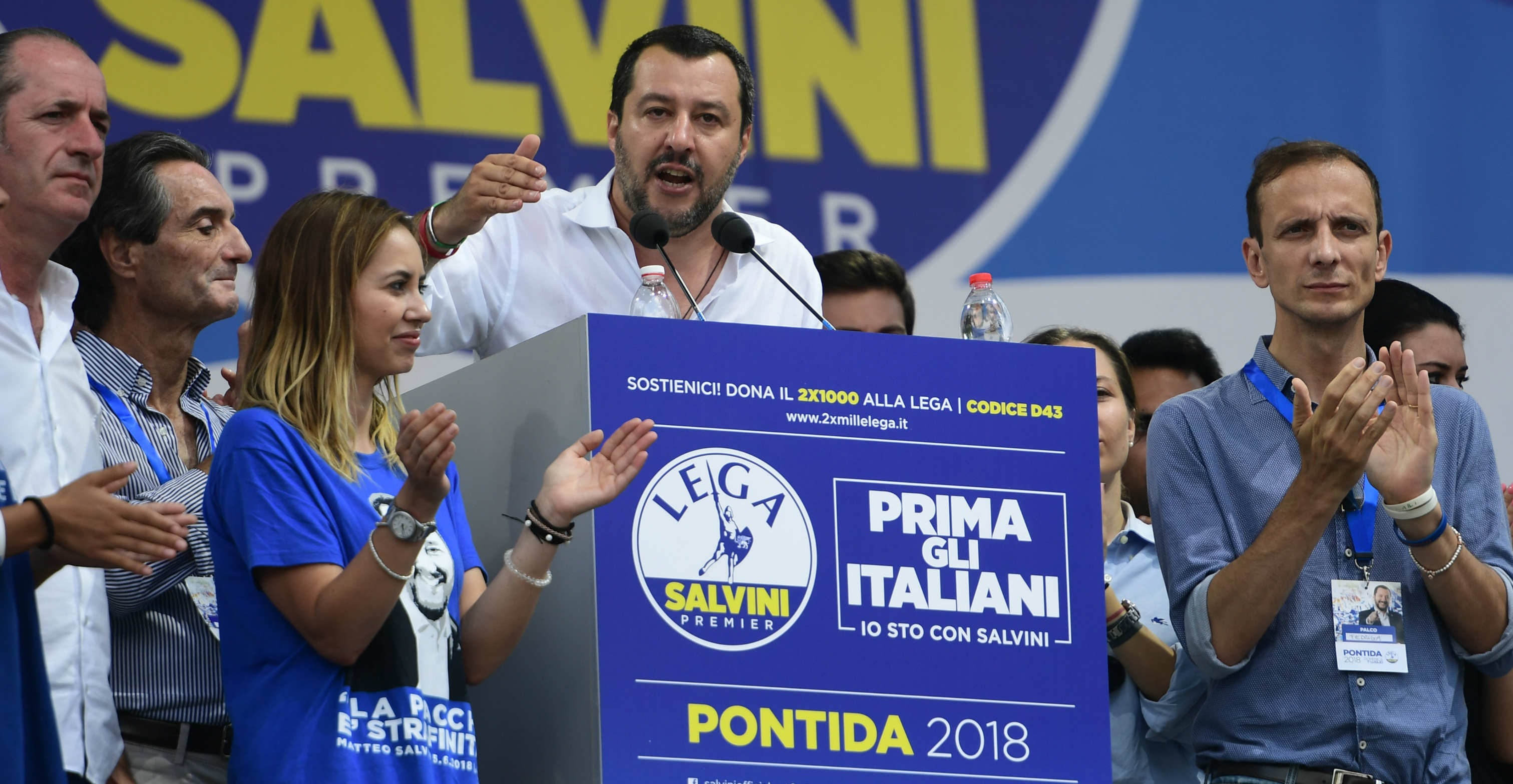 Italy’s Interior Minister Matteo Salvini speaks during a recent meeting of the far-right League party. If new elections are held, a populist outcome could be more hostile to the EU’s leadership. Photo: AFP Italy’s Interior Minister Matteo Salvini speaks during a recent meeting of the far-right League party. If new elections are held, a populist outcome could be more hostile to the EU’s leadership. Photo: AFP