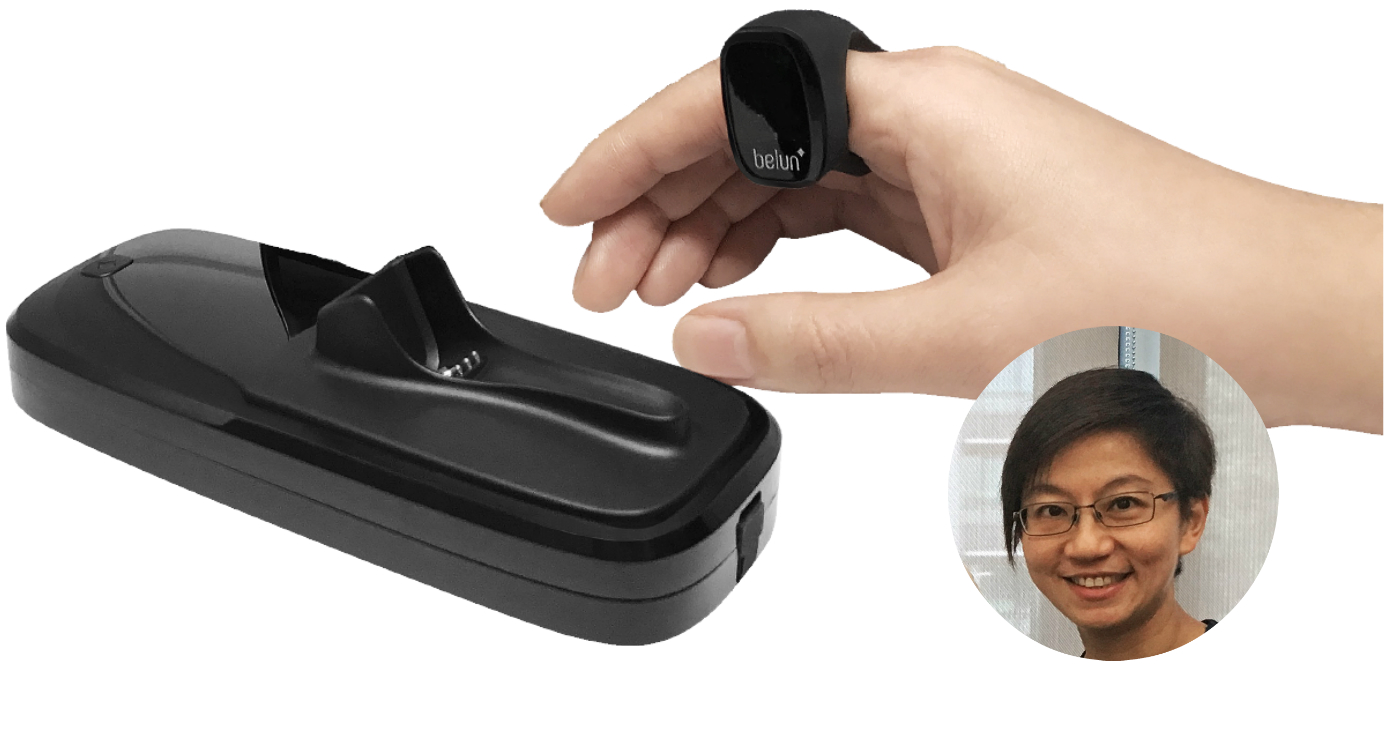 Belun CEO Lydia Leung said the company has received practical support from the HKSTP in the development and marketing of Belun Ring. Photo: Belun, HKEJ Belun CEO Lydia Leung said the company has received practical support from the HKSTP in the development and marketing of Belun Ring. Photo: Belun, HKEJ