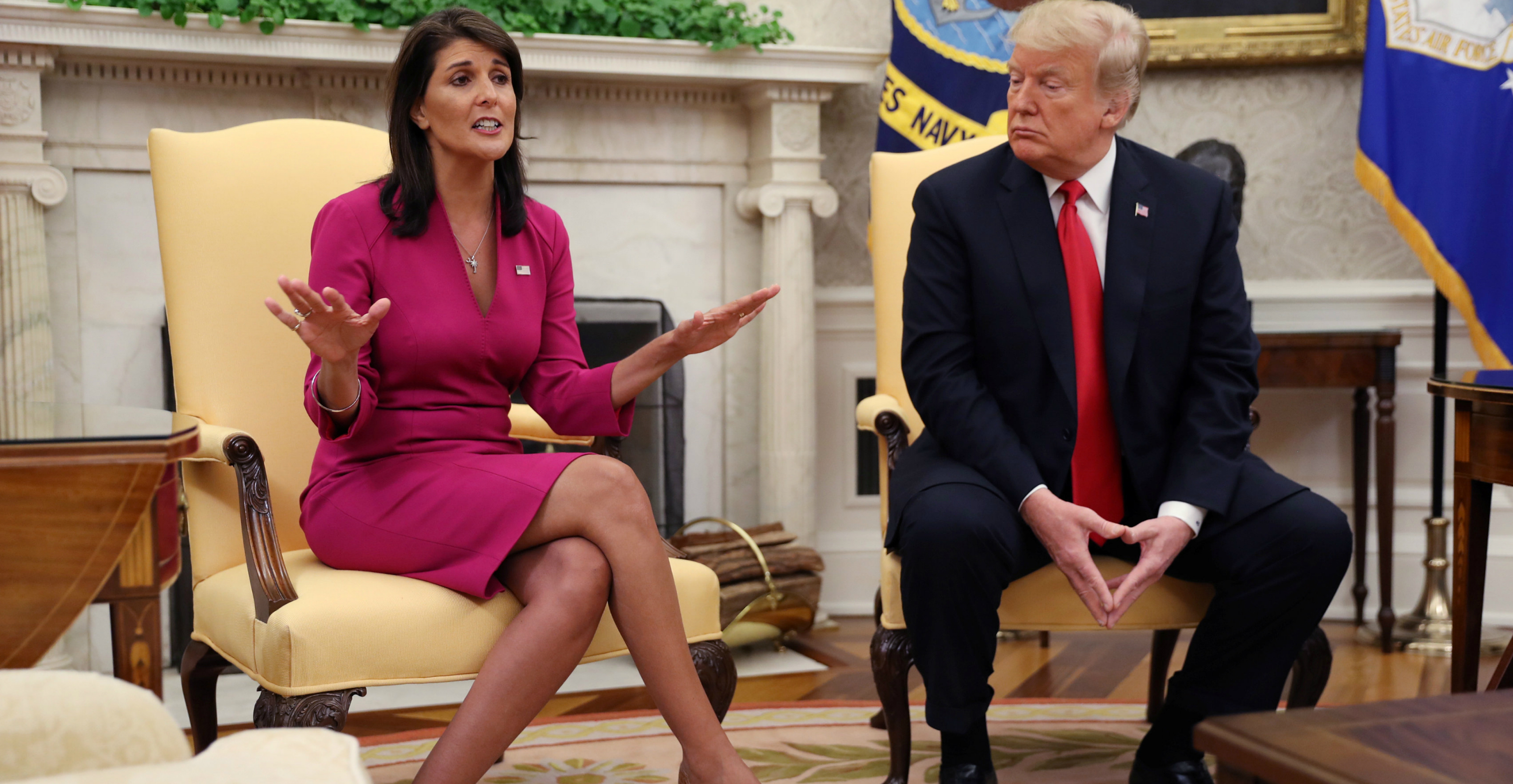 US President Donald Trump was effusive in his praise of Nikki Haley, who announced on Tuesday she was stepping down as ambassador to the United Nations. Photo: Reuters US President Donald Trump was effusive in his praise of Nikki Haley, who announced on Tuesday she was stepping down as ambassador to the United Nations. Photo: Reuters