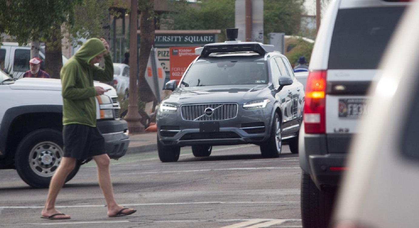 One of Uber's self-driving cars, a Volvo, is being tested in the streets of Tempe in Arizona in this file photo taken in 2017. Photo: Reuters One of Uber's self-driving cars, a Volvo, is being tested in the streets of Tempe in Arizona in this file photo taken in 2017. Photo: Reuters