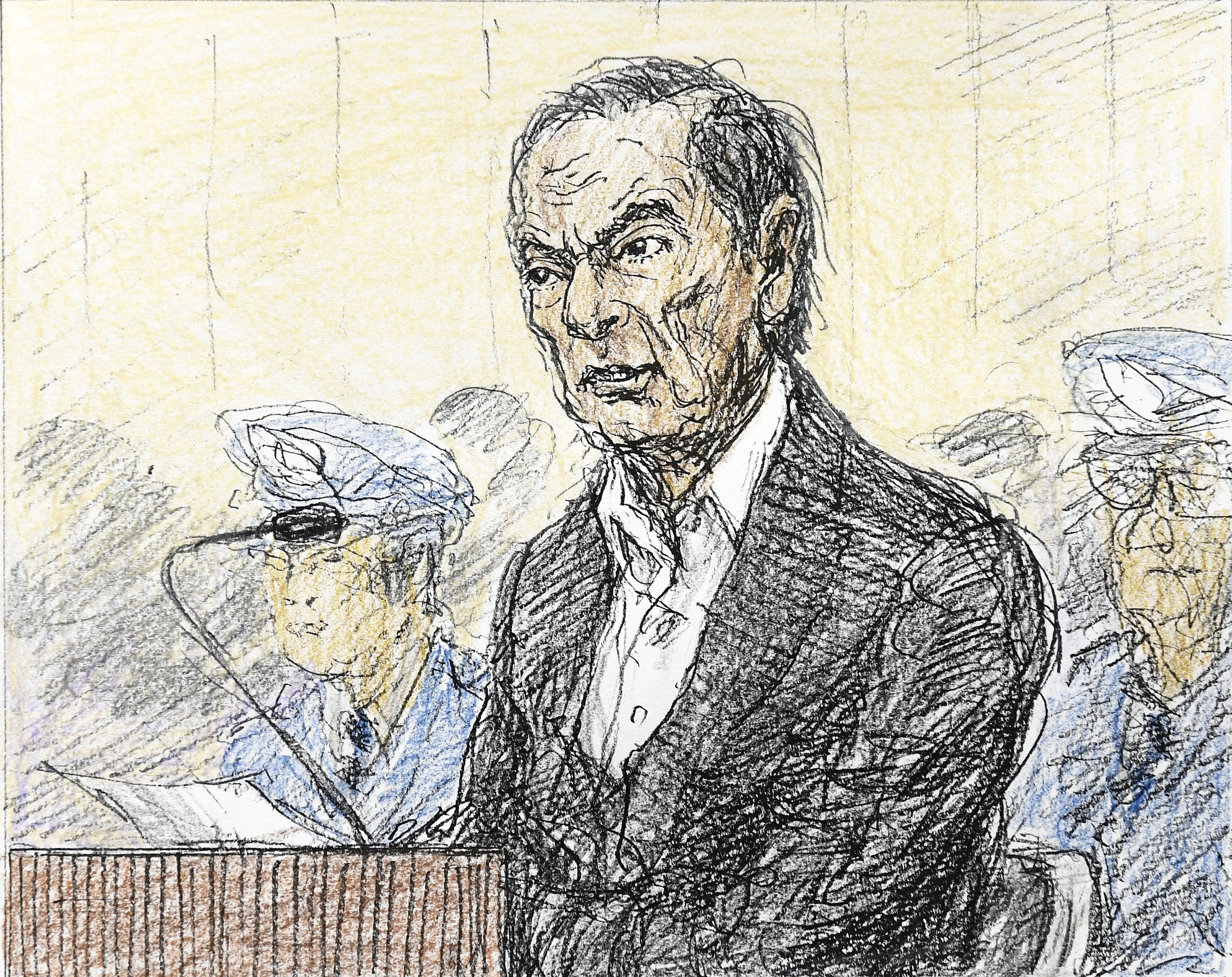 A court sketch shows ousted Nissan Motor chairman Carlos Ghosn during an open hearing at a Tokyo court on Tuesday. Credit: Kyodo via Reuters A court sketch shows ousted Nissan Motor chairman Carlos Ghosn during an open hearing at a Tokyo court on Tuesday. Credit: Kyodo via Reuters
