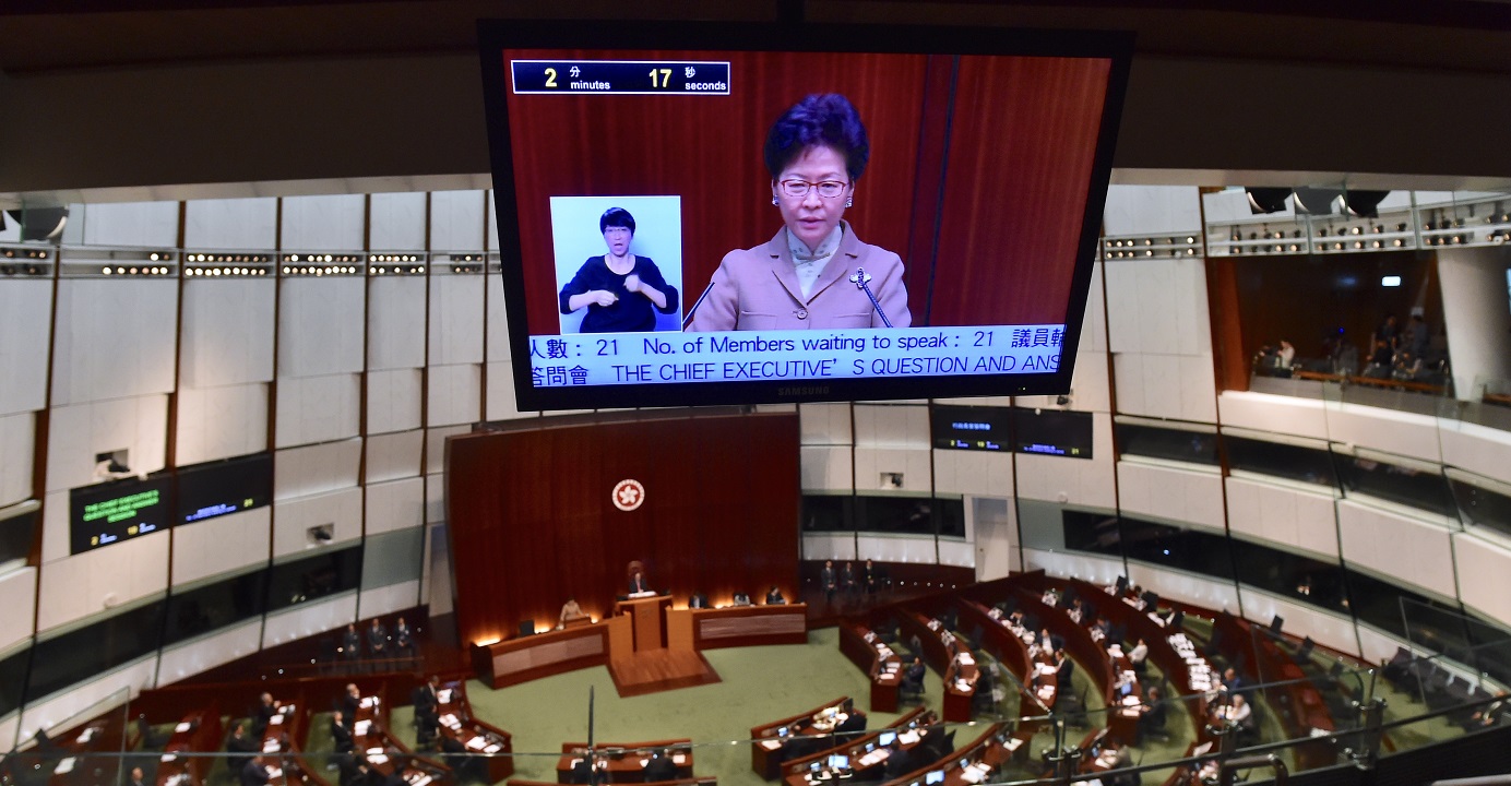 Carrie Lam attends a Q&A session at the Legislative Council on Jan. 10. The government’s plan to raise the age threshold for elderly social welfare payments has drawn fire from many members of the public. Photo: CNSA Carrie Lam attends a Q&A session at the Legislative Council on Jan. 10. The government’s plan to raise the age threshold for elderly social welfare payments has drawn fire from many members of the public. Photo: CNSA