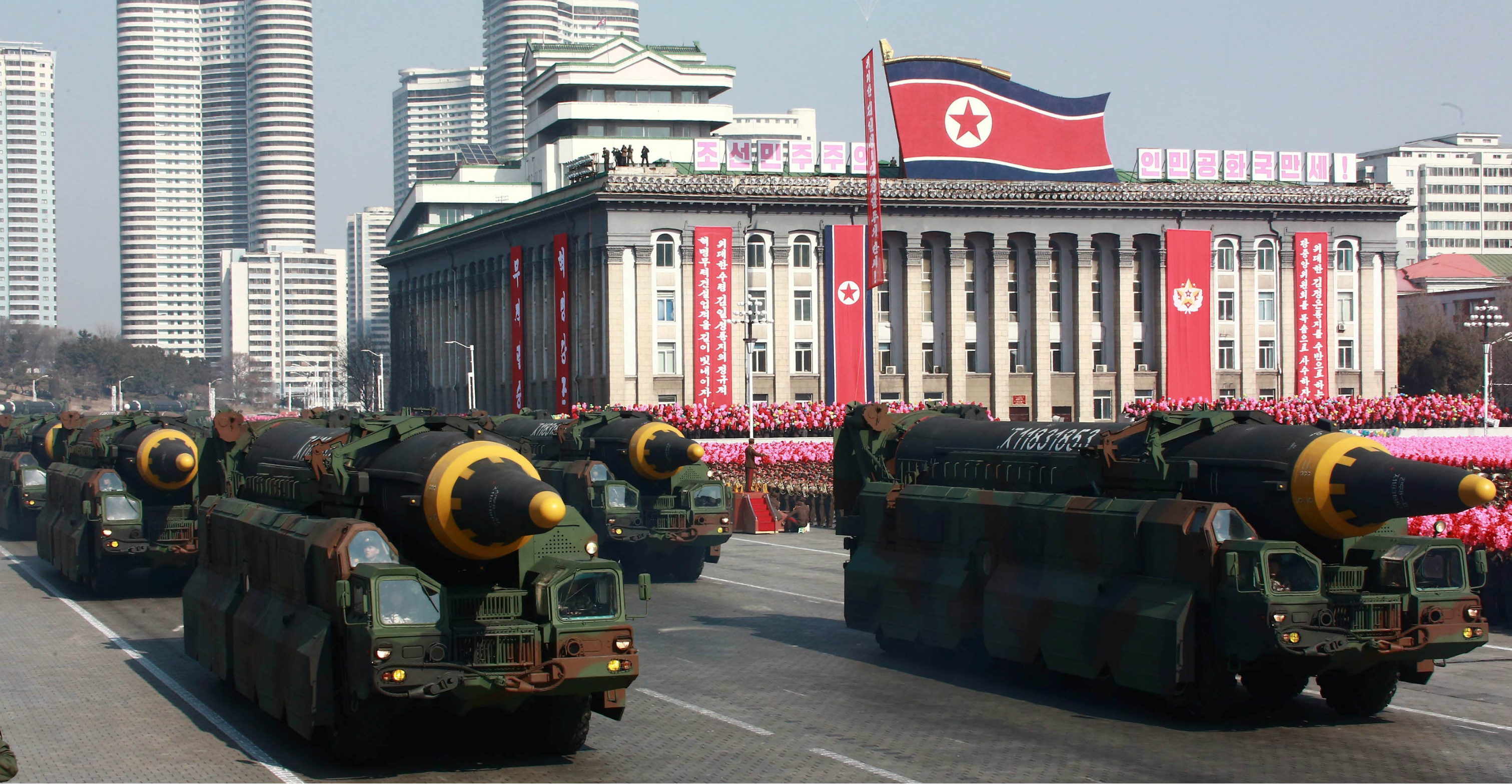 File photo of North Korea's intercontinental ballistic missiles seen during a military parade in Pyongyang in February last year. Photo: KCNA via Reuters File photo of North Korea's intercontinental ballistic missiles seen during a military parade in Pyongyang in February last year. Photo: KCNA via Reuters