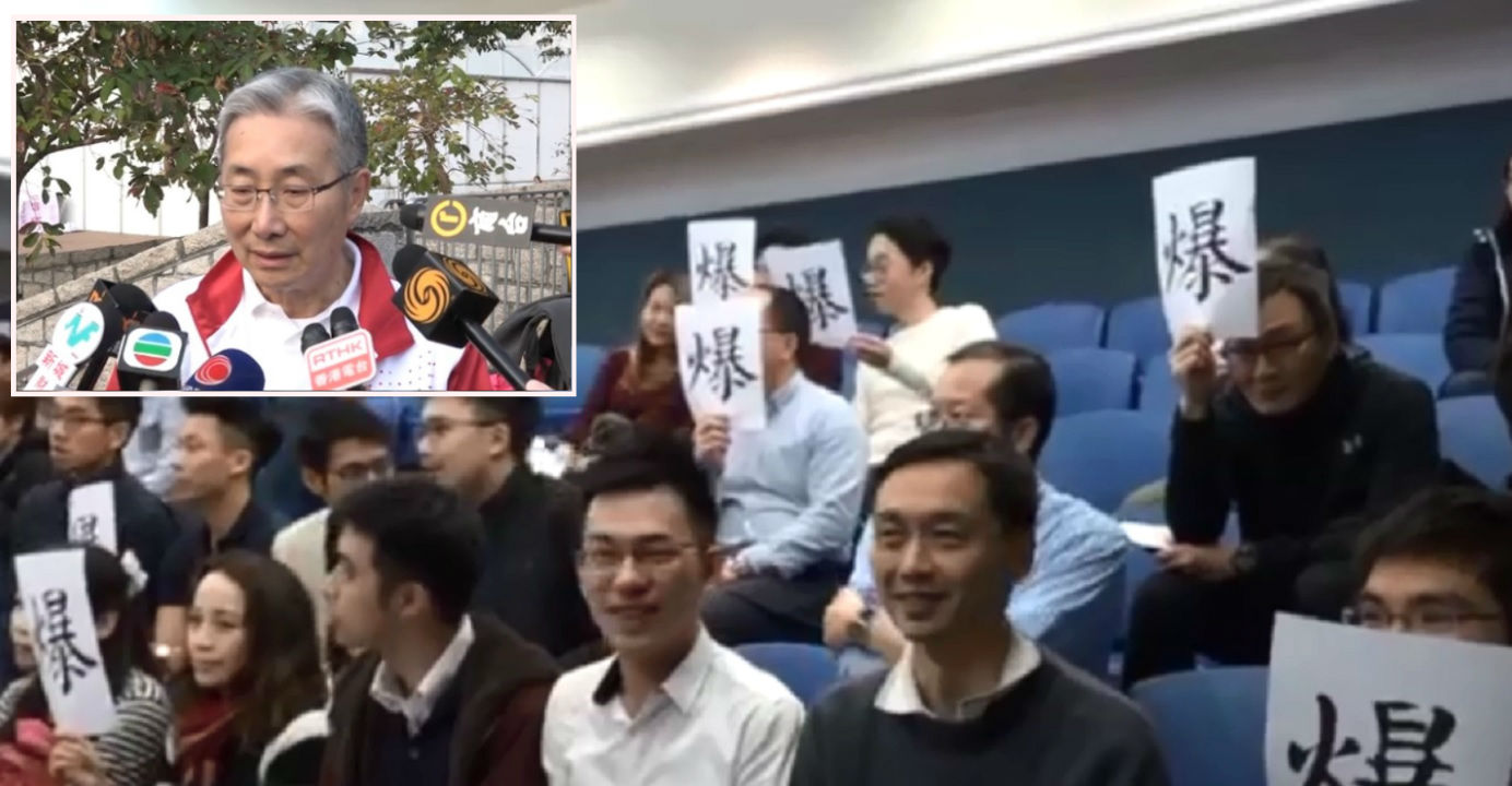 HA chairman Dr. John Leong (inset) admits there are no short-term solutions to the lack of space and manpower in public hospitals, after about 200 doctors staged a protest in a meeting to bewail their heavy workloads on Saturday. Photo: RTHK HA chairman Dr. John Leong (inset) admits there are no short-term solutions to the lack of space and manpower in public hospitals, after about 200 doctors staged a protest in a meeting to bewail their heavy workloads on Saturday. Photo: RTHK