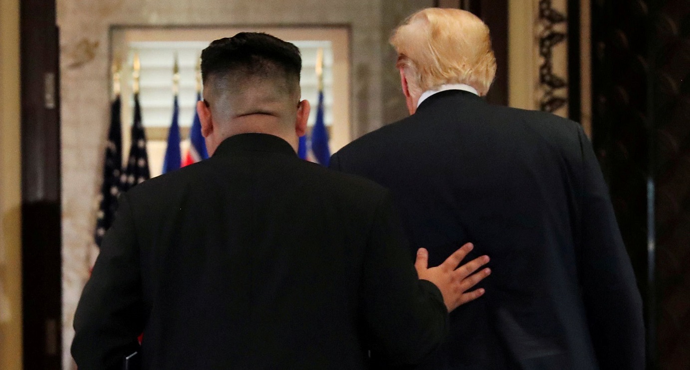 Donald Trump (R) and Kim Jong-un during their first summit in Singapore last year. Trump's friendly approach to the North Korean dictator doesn’t seem to have worked in terms of delivering concrete results on denuclearization. Photo: Reuters Donald Trump (R) and Kim Jong-un during their first summit in Singapore last year. Trump's friendly approach to the North Korean dictator doesn’t seem to have worked in terms of delivering concrete results on denuclearization. Photo: Reuters