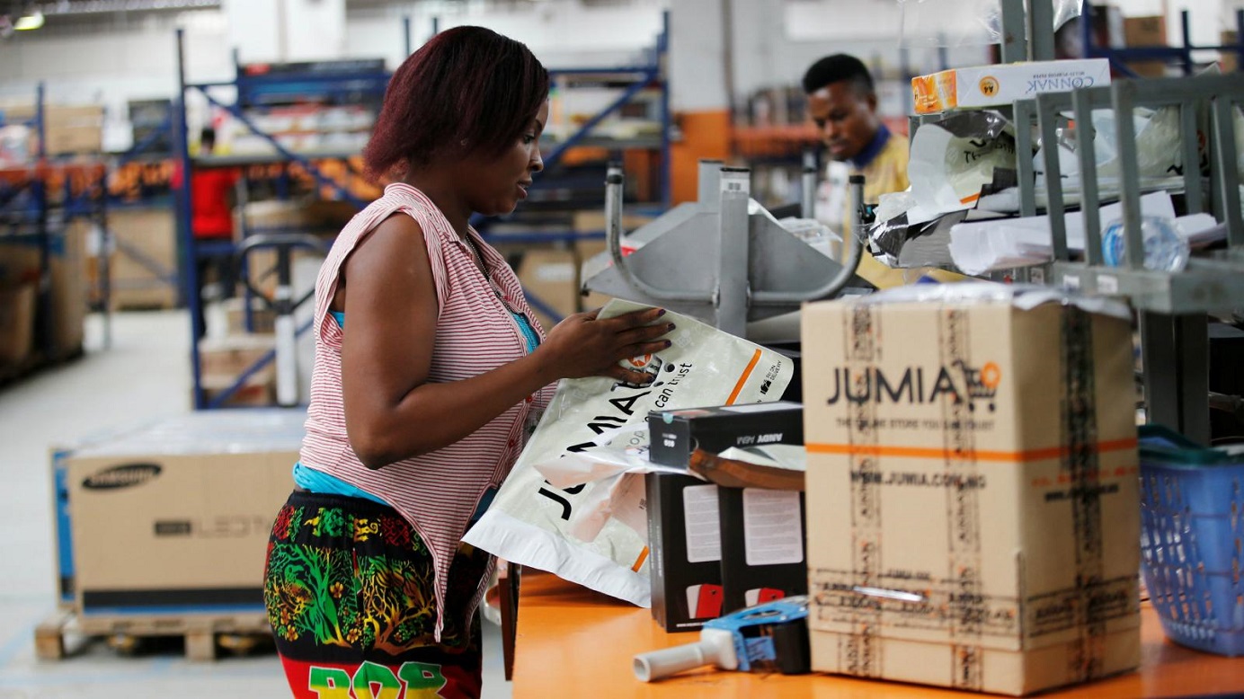 A Jumia employee at a warehouse in Lagos. The pan-African e-commerce firm makes thousands of deliveries a day in Nigeria alone. Photo: Reuters A Jumia employee at a warehouse in Lagos. The pan-African e-commerce firm makes thousands of deliveries a day in Nigeria alone. Photo: Reuters